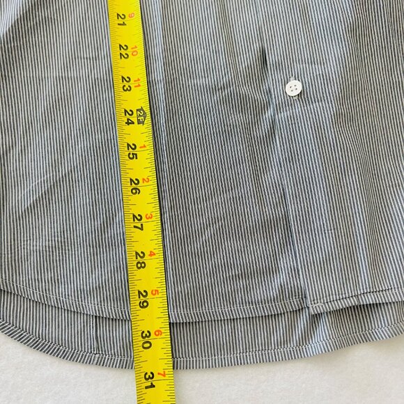 Theory Men's Grey Striped Button-Down Shirt Size L Long Sleeve Professional Wear - Picture 10 of 10
